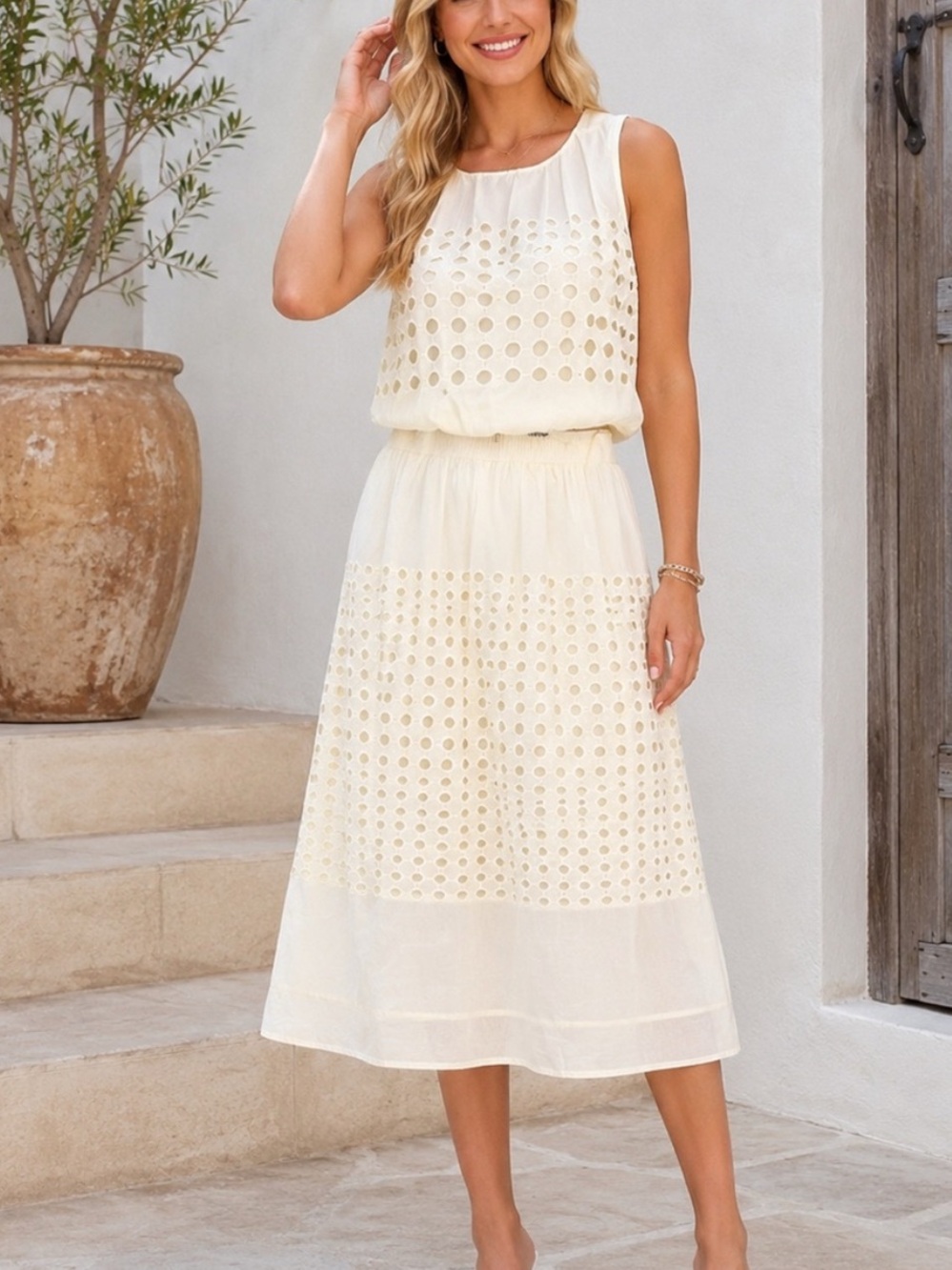 Jennifer and Grace Eyelet Matching Skirt Set